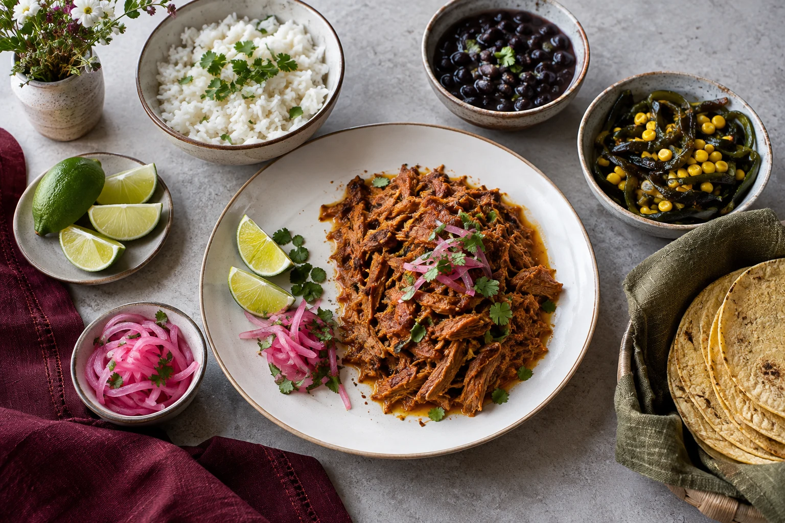 Mesa con preparaciones mexicanas, imagen ilustrativa