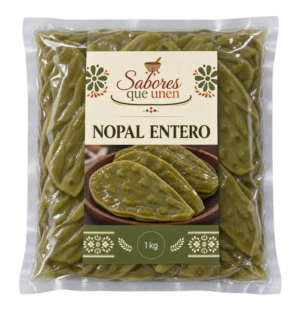 Nopal entero: mockup ilustrativo en bolsa sellada
